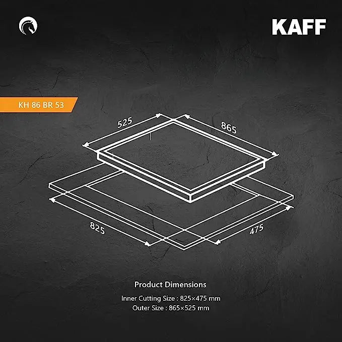 Kaff KH 86 BR 53 | Powerful Brass Burners | Auto Ignition | Cast Iron Grills | Metal Knobs | Built in Hob