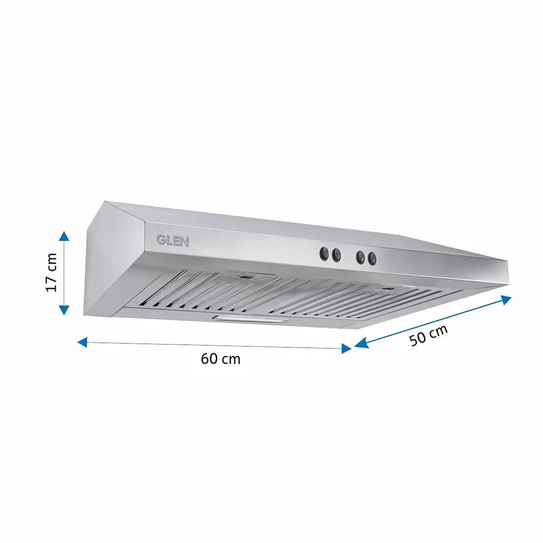 Glen Straight Line Kitchen Chimney 60 cm Junior 6000 Baffle Filter - 1000 Silver