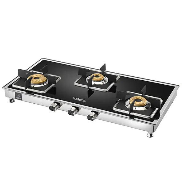Hindware Dario 3 Burner Gas Stove Auto Ignition Black