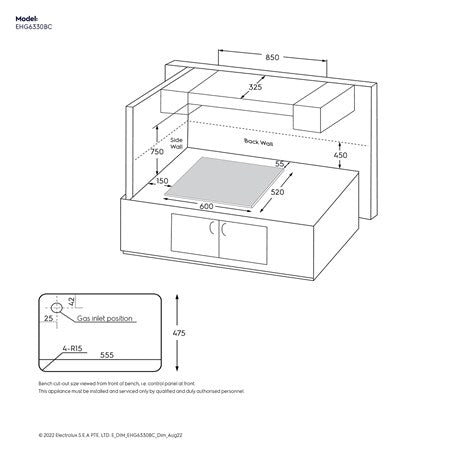 Electrolux 60Cm Ultimate Taste 300 Built-In Gas Hob with 3 Cooking Zone EHG6330BC
