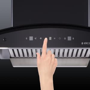 Elica 90 cm 1200 m3/hr Auto Clean Chimney with Free Kit (TBC HAC TOUCH BF 90 MS NERO, 2 BFs, Touch & MS Control, BK)