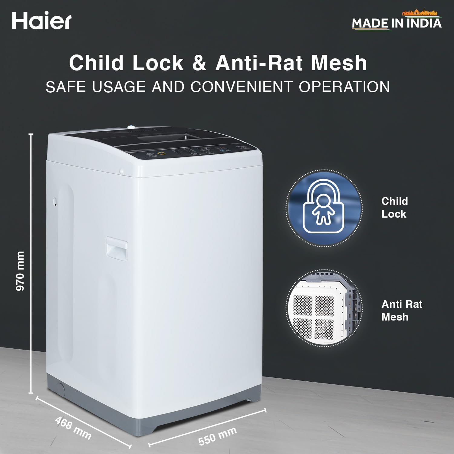 हायर 6.5 किलोग्राम 5 स्टार फुली ऑटोमैटिक टॉप लोड वाशिंग मशीन (HWM65-AE, ओसियेनस वेव ड्रम, 2023 मॉडल, मून लाइट ग्रे)