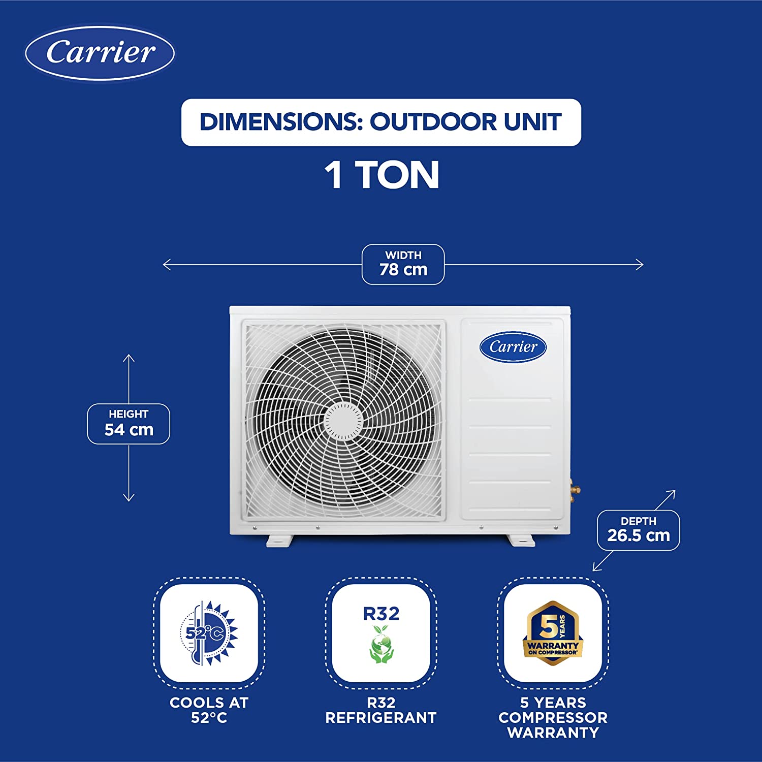 Carrier 1 Ton 3 Star Fixed Speed Split AC (Copper,Auto Cleanser, Economic Sleep Mode, High Density Filter for Dust Filtration, 2023 Model,ESTER Ex+ CAS12ES3R32F1,White)