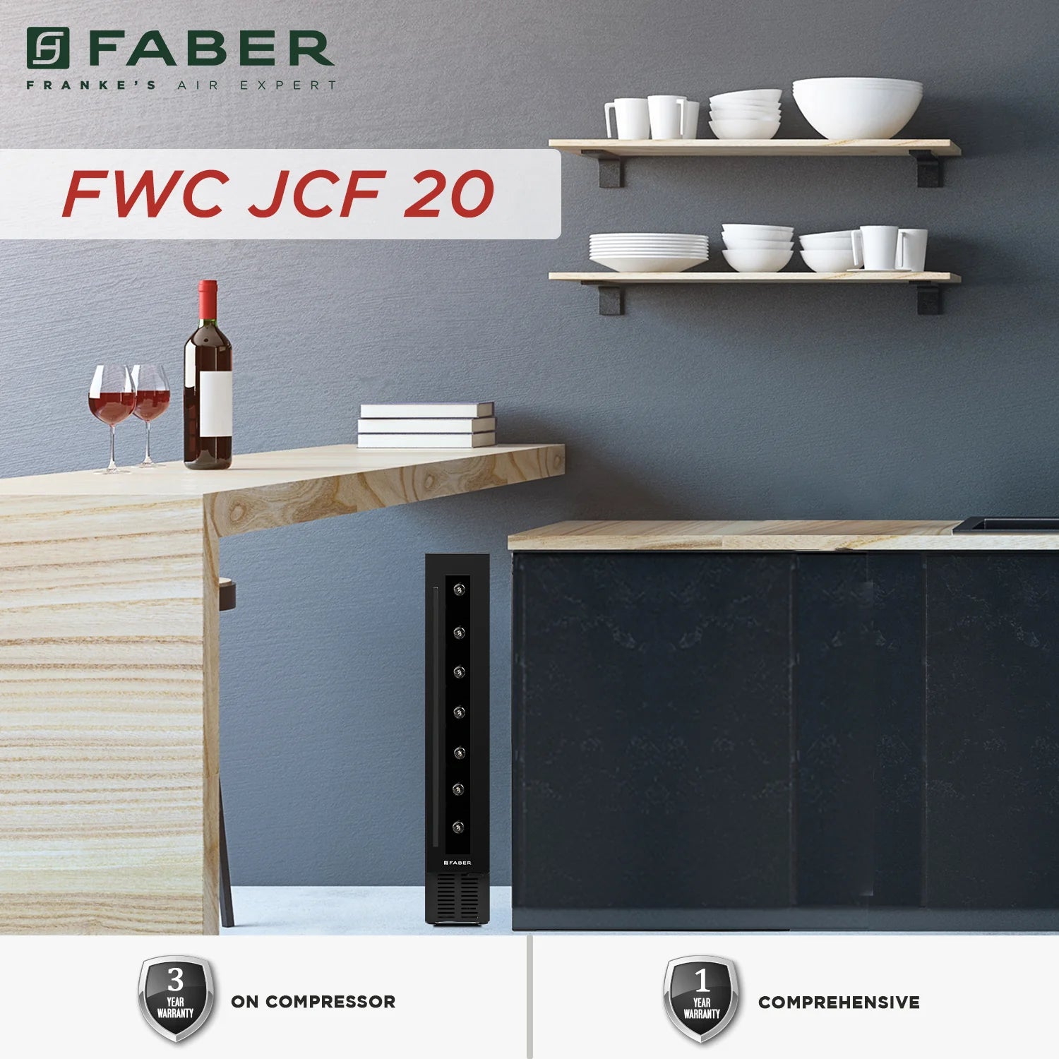 FABER FWC JCF 20 Built in Wine chiller (Black, 7 Bottles)