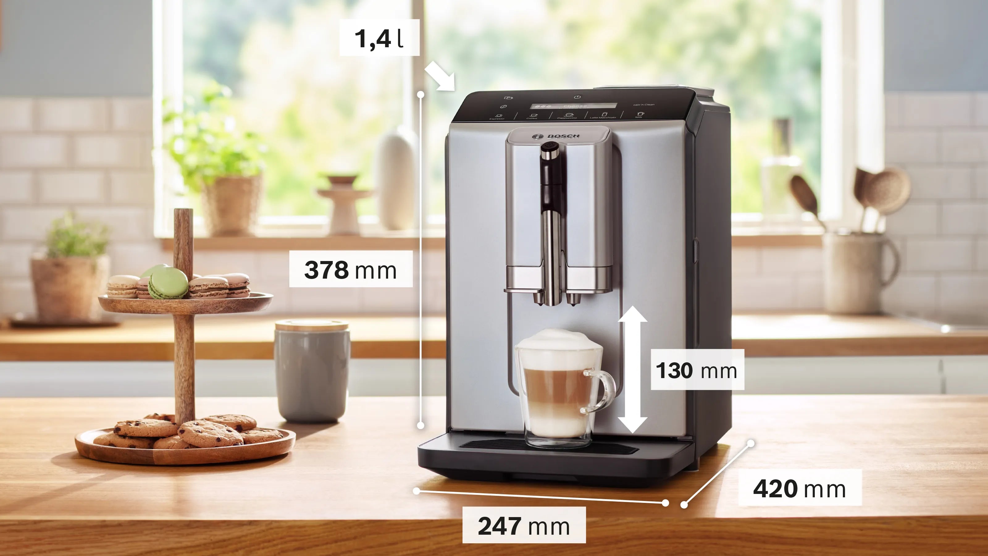 Bosch TIE20301IN Series 2 Fully automatic coffee machine VeroCafe Silk Silver, Removable water tank