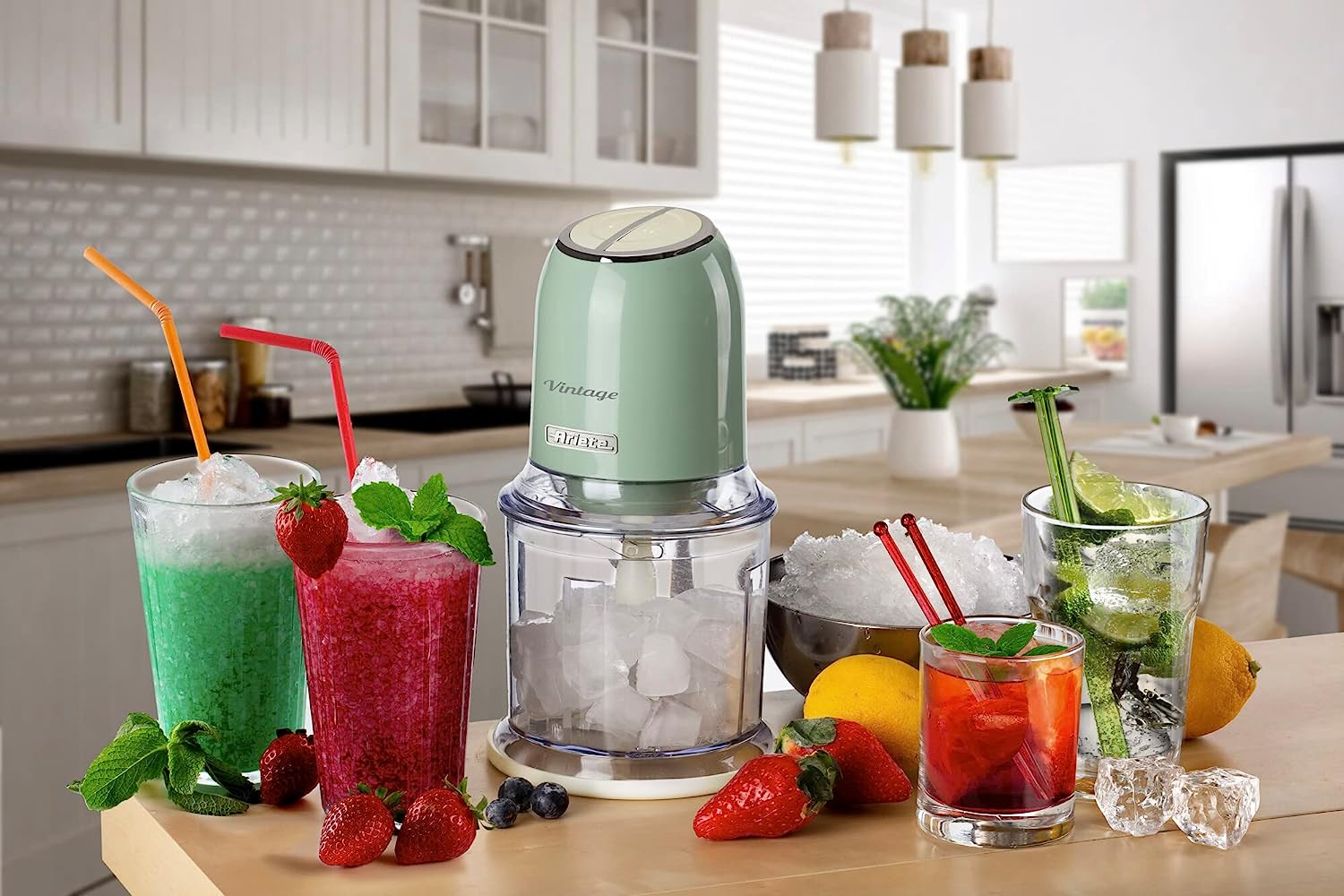 Ariete 438, Vintage chopper, ice crusher, 2 speeds, 4 stainless steel blades, 600 ml, 400 W, Green