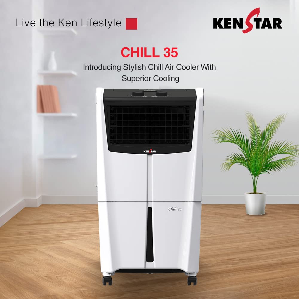 Kenstar Chill 35L  Honeycomb Personal Cooler White & Black