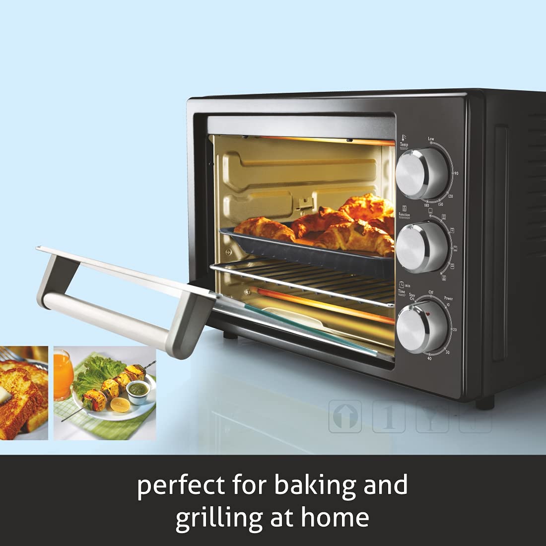Glen Multi Function OTG (Oven Toaster Griller) 30 Litre 1200 Watt with Rotisserie and Convection Fan, 60 Minutes Timer (5030, BLRC)