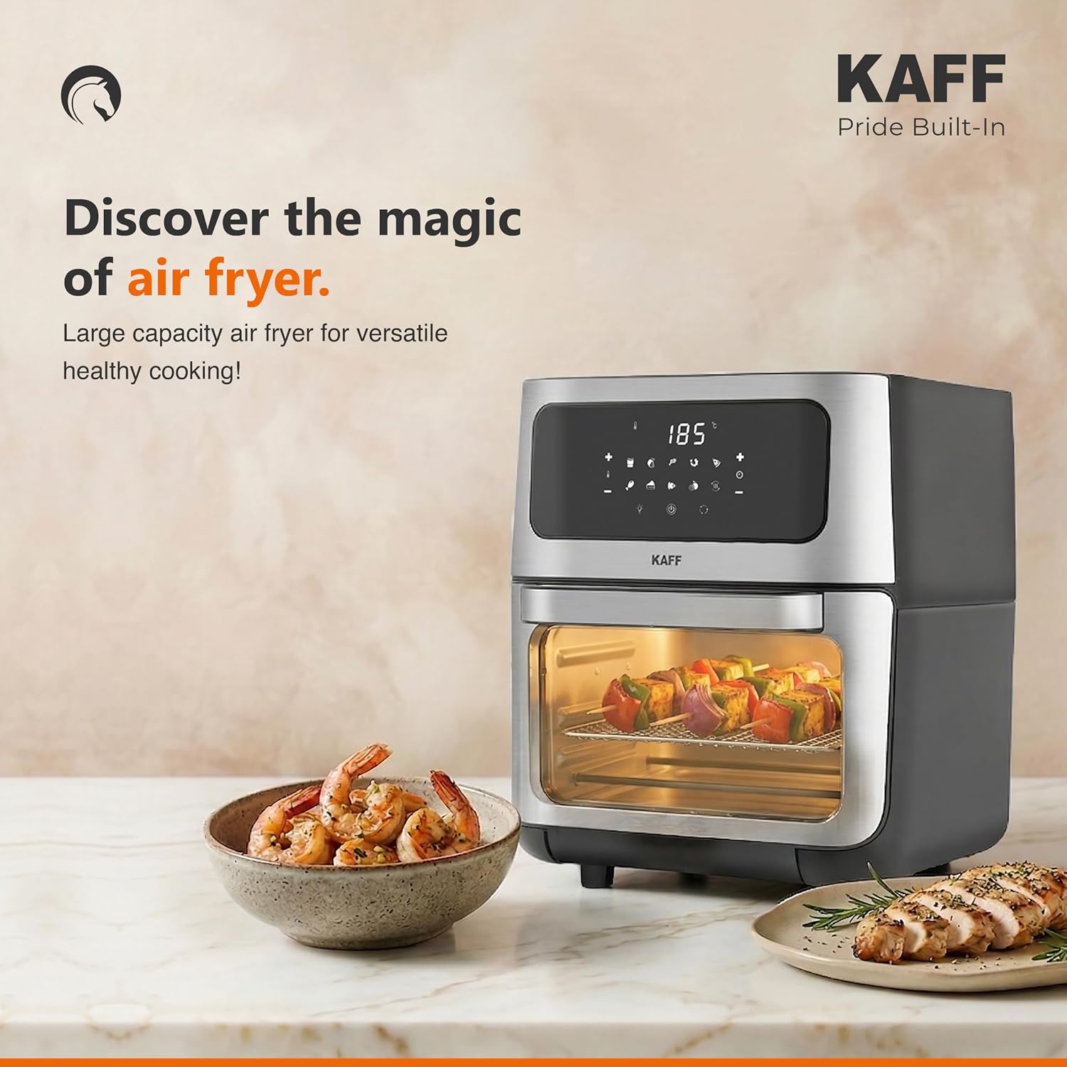 Kaff 12L Digital Air Fryer Oven with Rotisserie | 1800W Oil Free Air Fryer KFR12