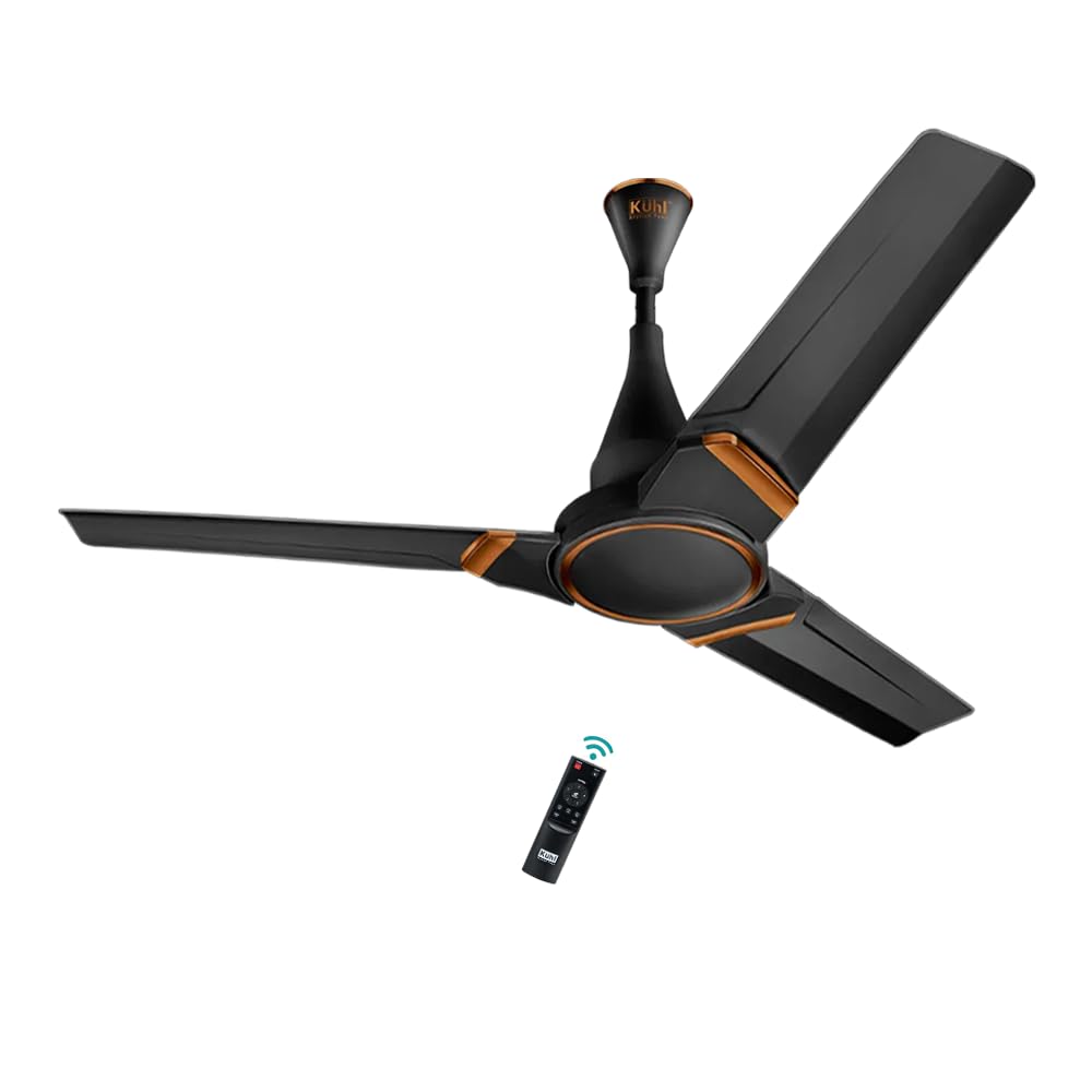 KUHL Prima A3 1200mm BLDC Ceiling Fan with Remote | INR 300 Off on Exchange | 5-Star Rated | High Airflow | Saves up to 65% Electricity | 5-Year Warranty | Black