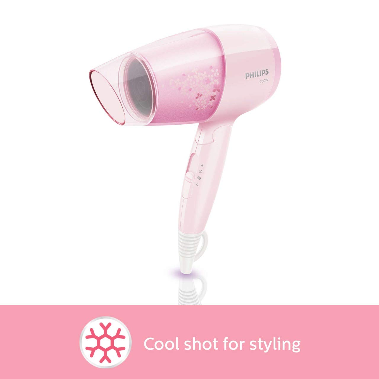 Philips Hair Dryer Bhc017/00 Thermoprotect 1200 Watts with Air Concentrator + Diffuser Attachment - Pink