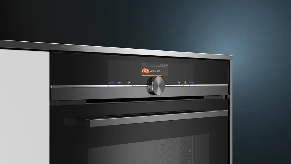 SIEMENS iQ700 மைக்ரோவேவ் செயல்பாட்டுடன் உள்ளமைக்கப்பட்ட அடுப்பு 60 x 60 செ.மீ கருப்பு HM876G2B6i குழி கொள்ளளவு 67L