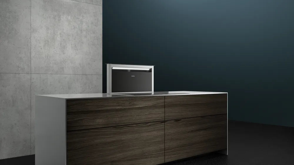Siemens Downdraft hood 90 cm clear glass black printed LD97AA670B