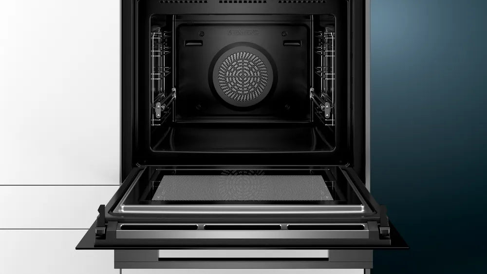 SIEMENS iQ700 மைக்ரோவேவ் செயல்பாட்டுடன் உள்ளமைக்கப்பட்ட அடுப்பு 60 x 60 செ.மீ கருப்பு HM876G2B6i குழி கொள்ளளவு 67L
