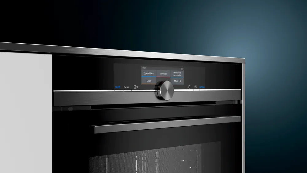 SIEMENS iQ700 மைக்ரோவேவ் செயல்பாட்டுடன் கூடிய உள்ளமைக்கப்பட்ட ஓவன் 60 x 60 செ.மீ கருப்பு HB878GBB6B