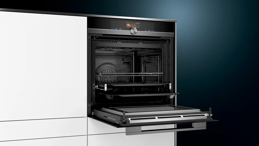 SIEMENS iQ700 மைக்ரோவேவ் செயல்பாட்டுடன் உள்ளமைக்கப்பட்ட அடுப்பு 60 x 60 செ.மீ கருப்பு HM876G2B6i குழி கொள்ளளவு 67L