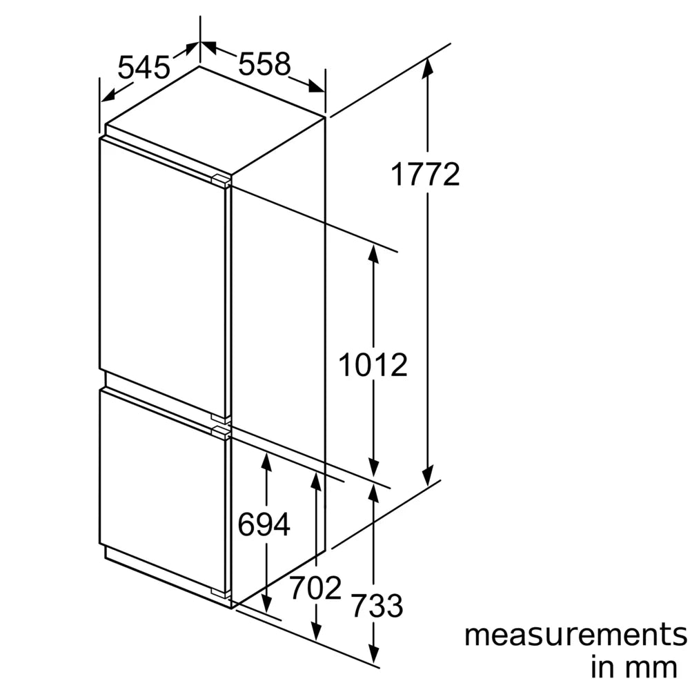Siemens iQ500 built-in fridge-freezer with freezer at bottom 177.2 x 55.8 cm KI86NAF30I
