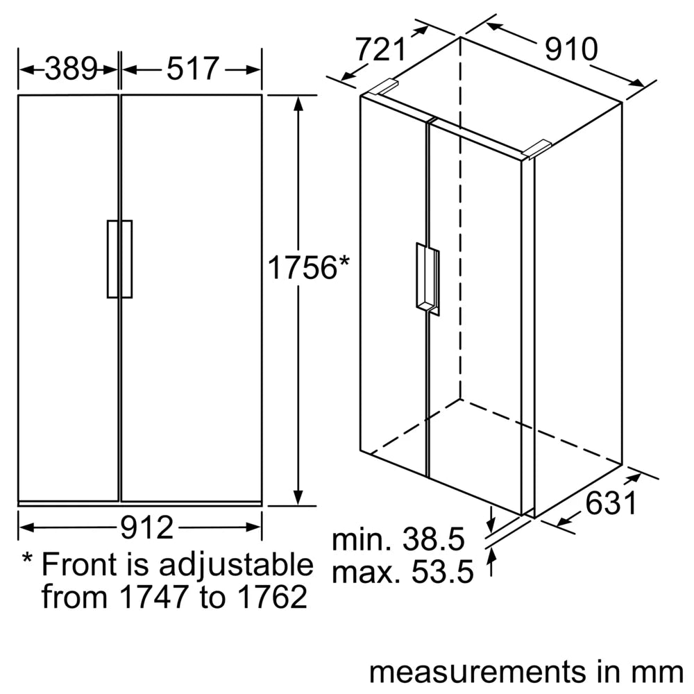 Siemens iQ100 American side by side 175.6 x 91.2 cm KA92NVS30I