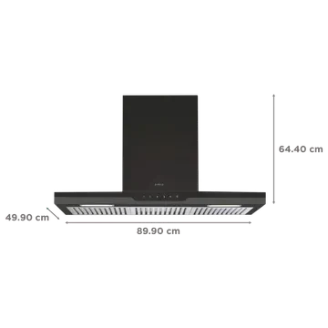 Elica METEORITE ETB PLUS LTW 90 NERO T4V 90cm 1220m3/hr Ducted Wall Mounted Chimney Black