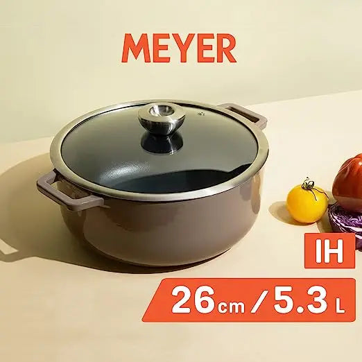 Meyer Enamel Cast Iron Sauteuse (Dutch Oven Induction Base) 48604 26cm Grey