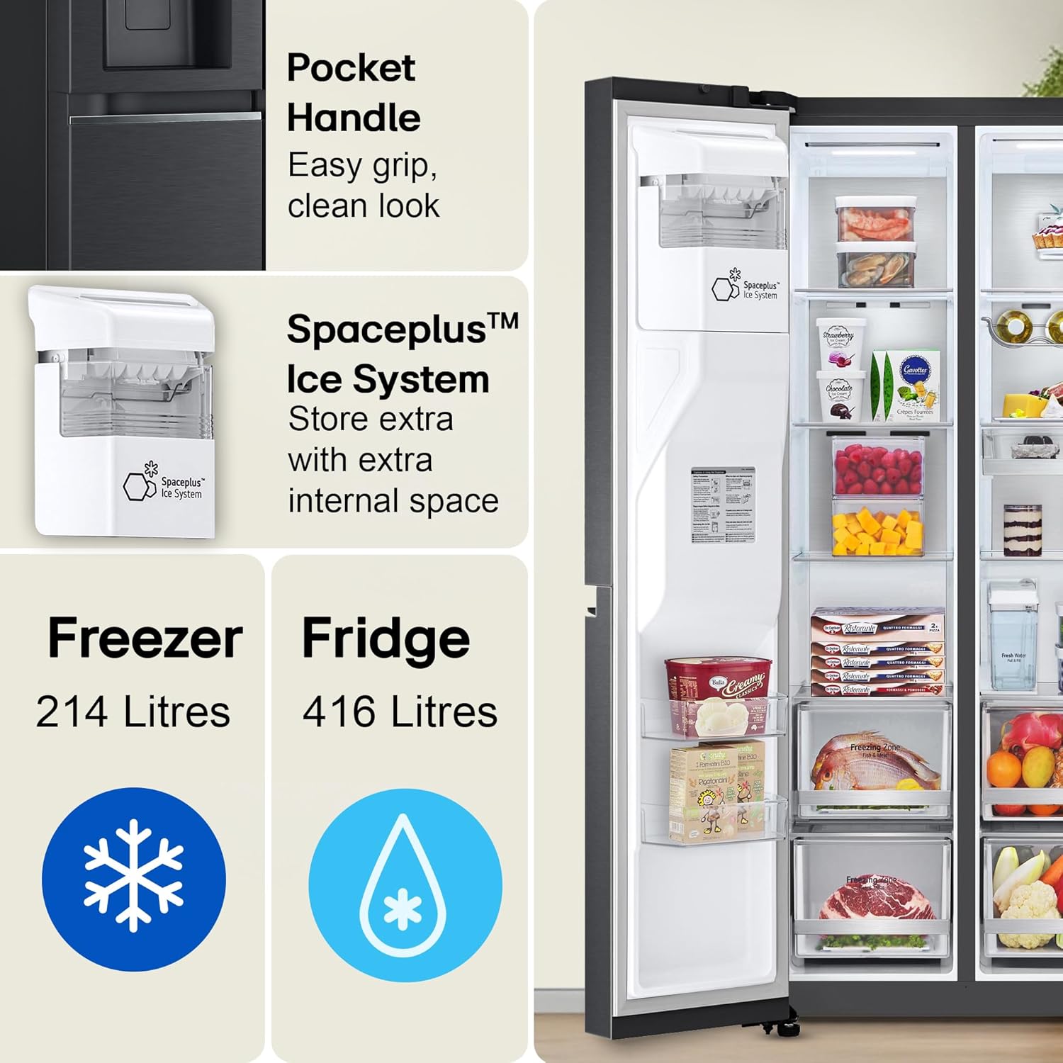 LG GL-X257AMC3 630L 3 Star Frost-Free Door-In-Door Side-By-Side Refrigerator