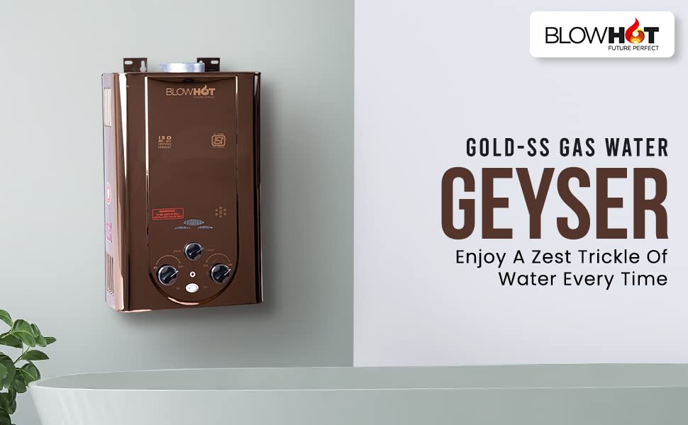 BLOWHOT Gas Geyser 6 Litres | Auto CUT-OFF | Automatic LPG Gas Water Heater Geyser| Instant Warm Water Flow | 1 Year General Warranty | 2 Years Warranty On Heat Exchanger (ISI Marked) (Rose Gold)