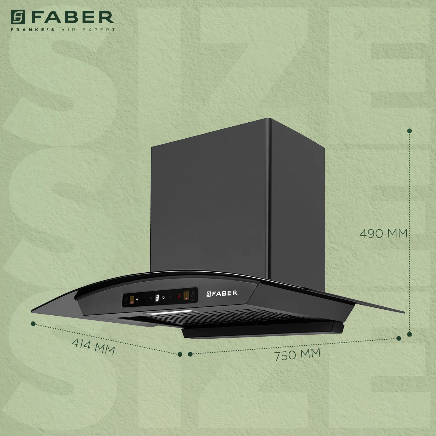 Faber Hood Zeal BLDC HC SC FL BK IN 75 - C – 75cm Kitchen Chimney, 1500 m³/hr Suction & Heat Auto Clean