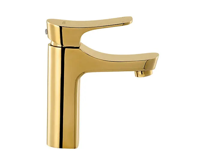 Cera F1012451FG Lustre Perla French Gold Finish Single Lever Basin Mixer With 450 mm Braided Connection Pipe (Without Pop Up)