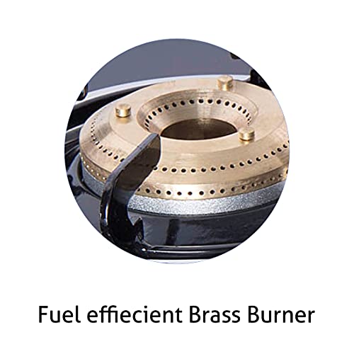 Glen 4 Burner LPG 6mm Thick Toughened Glass Top Gas Stove|Brass Burner|ISI Certified|Manual Ignition|Black|Drip Trays|Revolving Inlet Nozzle|2 Year Warranty On Product|CT4B55BLBB