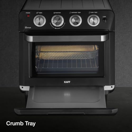 Kaff MFAFOT25 Electric Oven Toaster Grill (OTG) for Kitchen 25 Litre, 1700W | Rotisserie, Air Fryer, Convection, Defrost | Stainless Steel Finish Designer Knobs & Stylish Handle (Black)