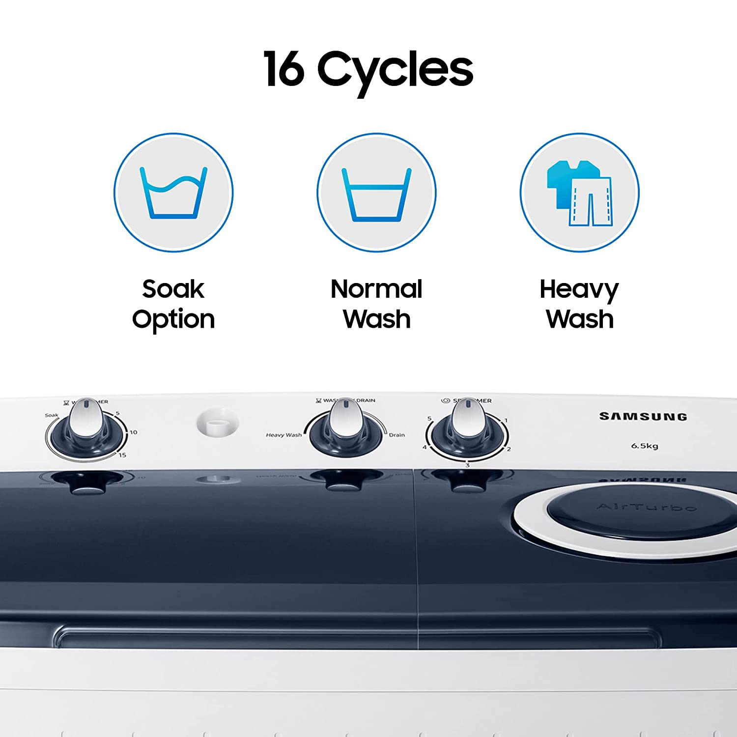 Samsung 6.5 Kg Washing Machine 5 Star WT65R2200LL TL Blue Air Turbo Drying System