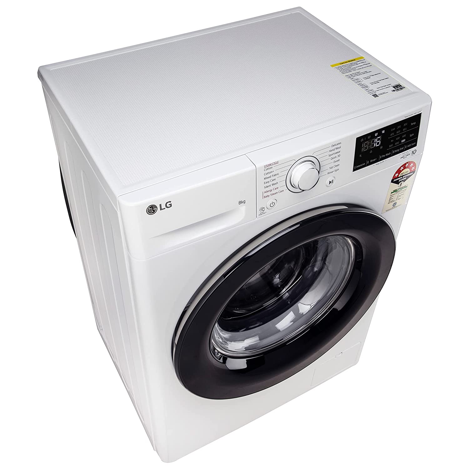 LG 8 Kg 5 Star Inverter Fully-Automatic Front Loading Washing Machine with Inbuilt heater (FHP1208Z3W, Blue White, AI DD Technology & Steam for Hygiene)