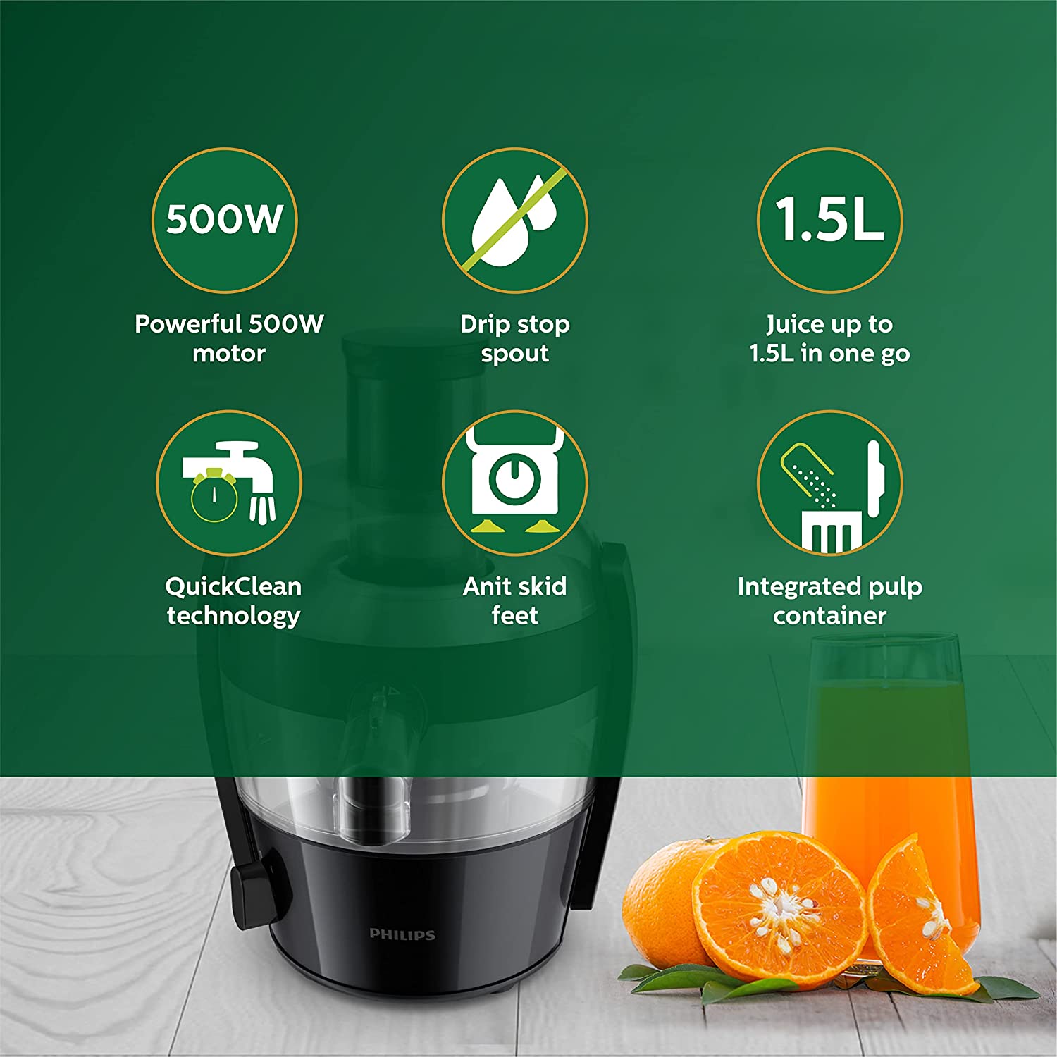 Philips Viva Collection HR1832/00 1.5-Litre400-Watt Juicer (Ink Black)