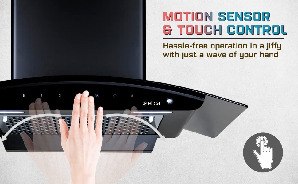 Elica 90 cm 1200 m3/hr Filterless Auto Clean Chimney FL 900 SLIM HAC MS NERO Black