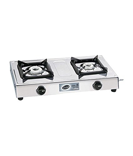 Glen Gas Stove 2 Burner | Aluminum Alloy Burners LPG Gas Stoves | Stainless Steel Top Manual Ignition | ISI Certified