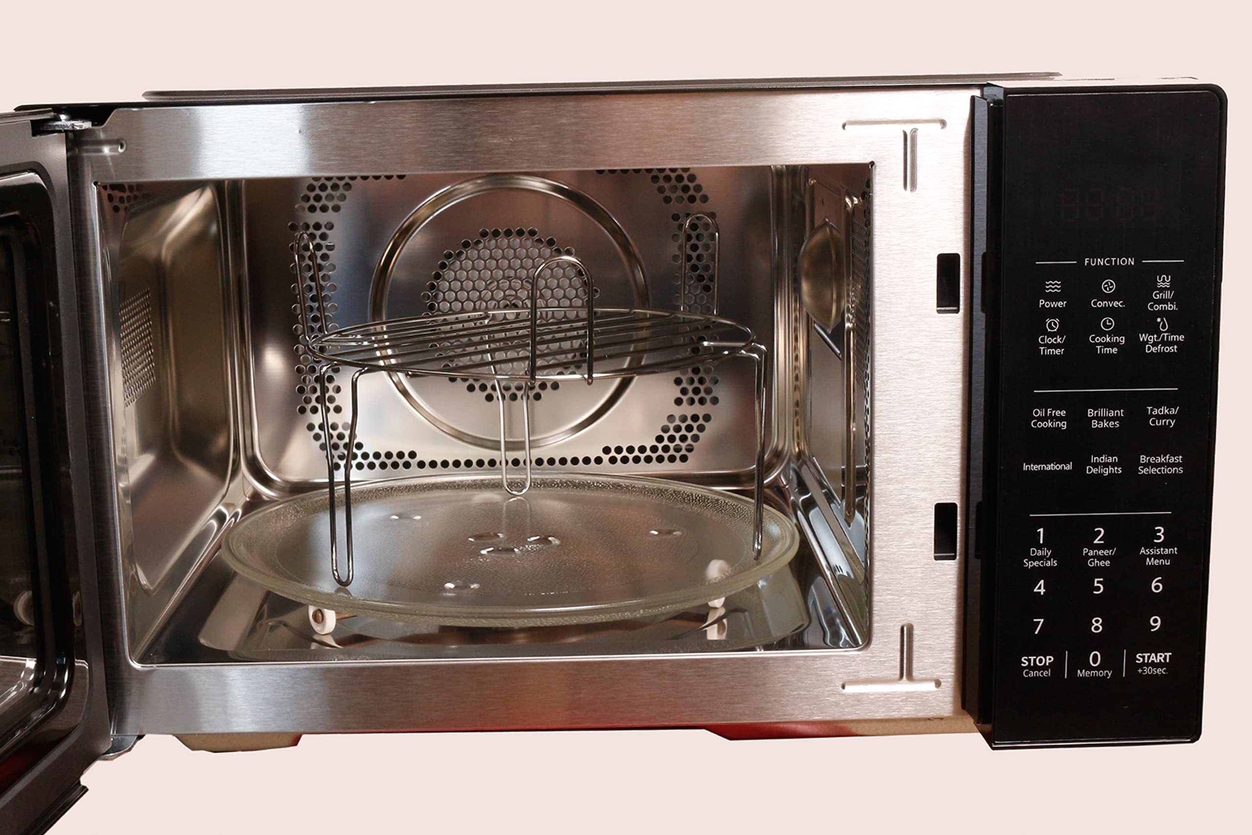 Haier 22L Convection Microwave Oven, 205 Auto cook Menus, 10 Power Levels, 4 Combination Cooking, Multistage Cooking, Auto Defrost, Child Lock (HIL22ECCFSD, Black)