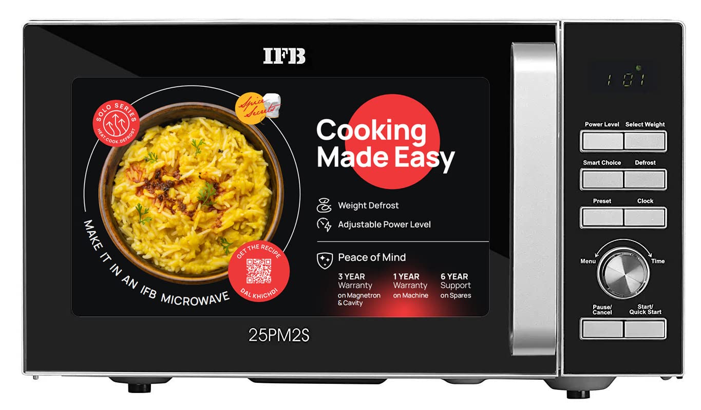 IFB 25 L சோலோ மைக்ரோவேவ் ஓவன் (25PM2S, வெள்ளி) 