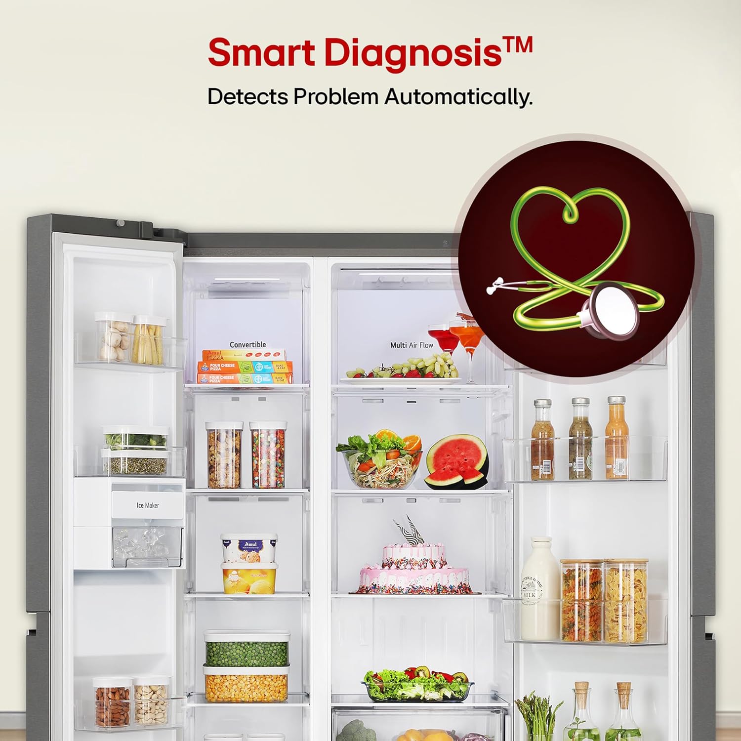 LG 650L 3-Star Smart Inverter Compressor Convertible Refrigerator (GL-B257HDS3, Dazzle Steel)