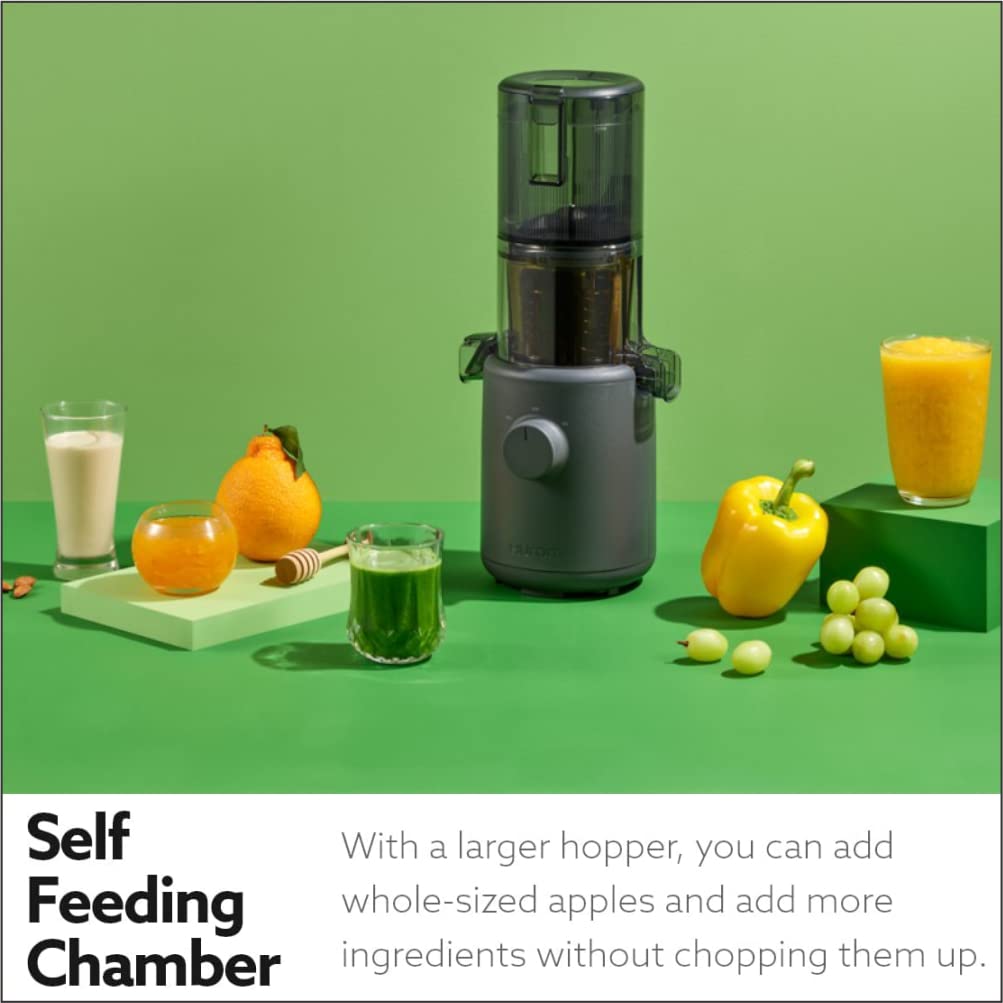 Hurom H310A Self-Feeding Cold Press Whole Slow Juicer All-in-1 multi-screw Technology from soft or hard fruits/vegetables to ice cream Made in Korea Charcoal