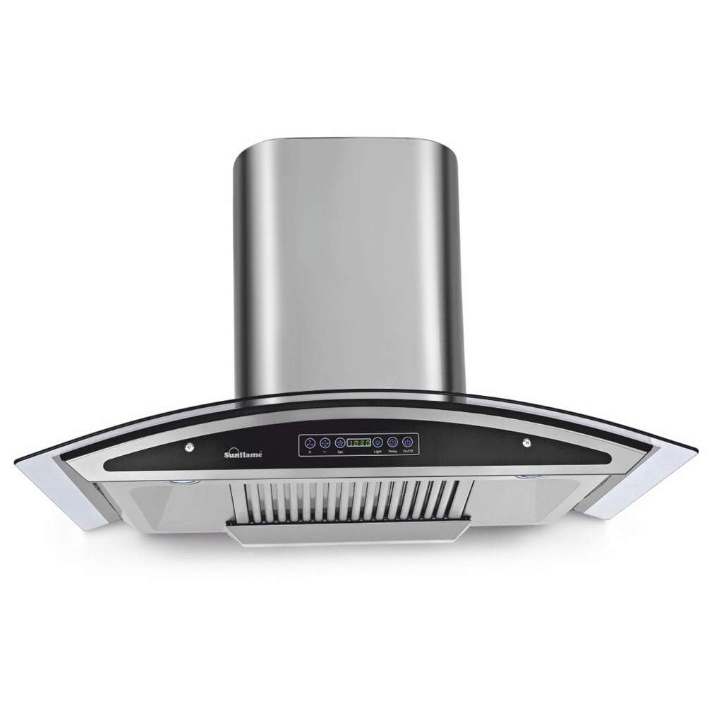 SUNFLAME 60cm 1100 m3/hr Ductless Chimney (Innova60AC, 2 Baffle+Charcoal Filters, Touch Control, Steel/Grey)