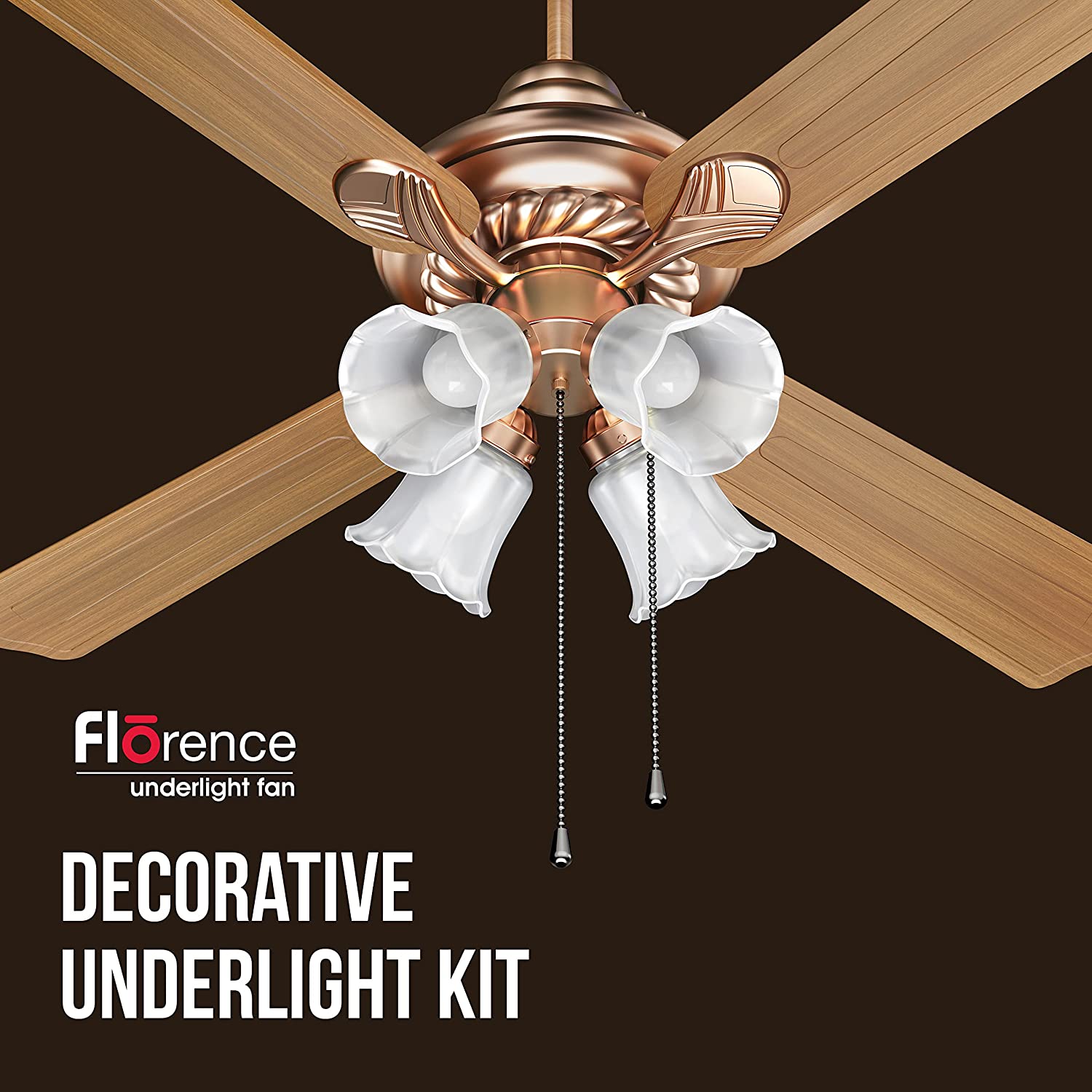 Havells Florence Underlight 1200mm Ceiling Fan (Walnut Black Antique Copper)