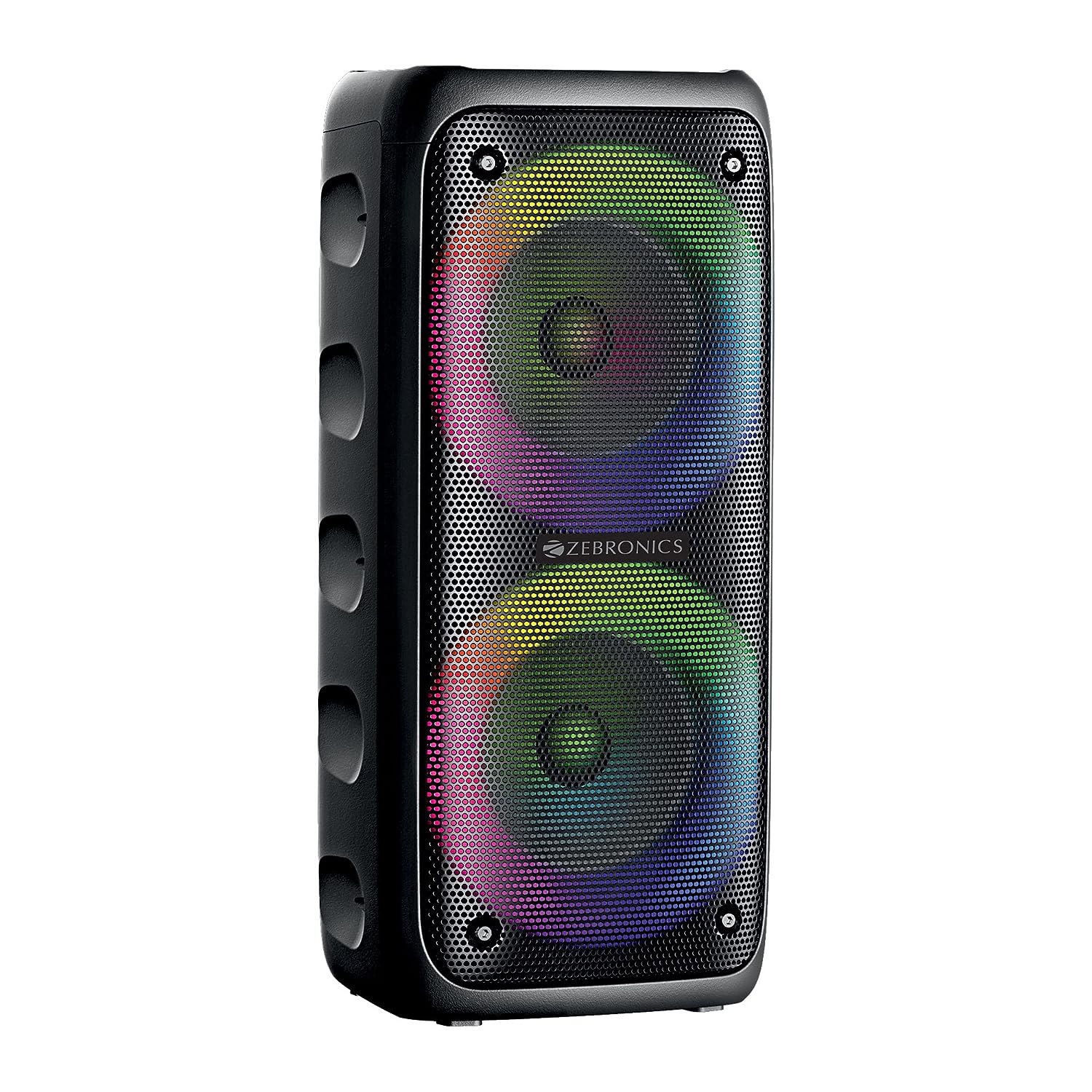 ZEBRONICS Barrel 200 Bluetooth 5.0 Portable Speaker with 40W RMS, TWS, Wired Mic, Karaoke, RGB Lights, Mobile Holder, Dual 6.5" Drivers, Carry Handle and Built-in Rechargeable Battery