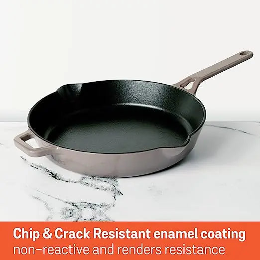 Meyer Enamel Cast Iron Skillet (Gas and Induction Base) 48602 26cm Grey