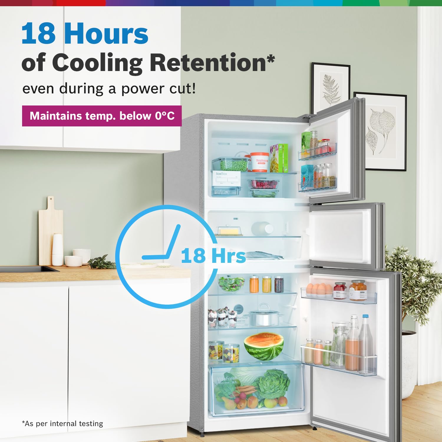 Bosch MaxFlex CMC33S03NI 302L 3 Star Inverter Fridge (8-in-1 Convertible, UV Shield, VitaFresh)