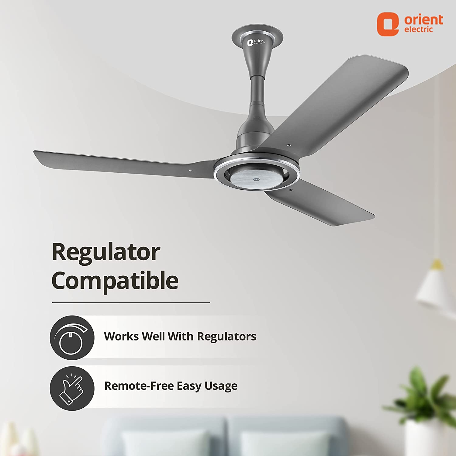 Orient Electric I Float 1200mm 32W Intelligent BLDC Ceiling Fan for Home | 5 Star Rated Fan | Energy-saving and Cost-saving BLDC Ceiling Fan | 3-year Warranty (Grey, Pack of 1)