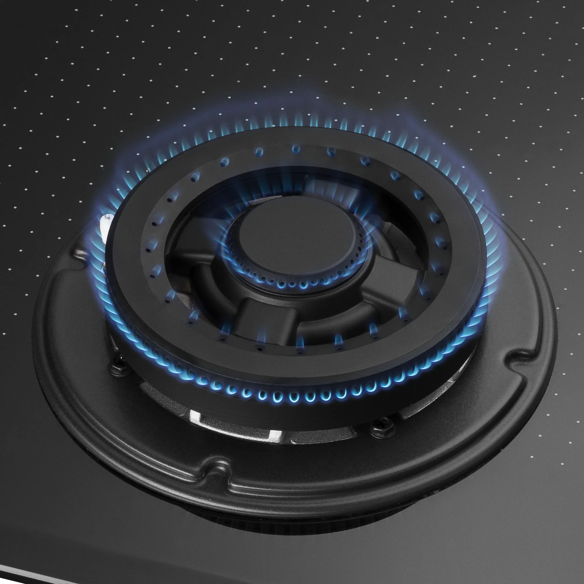 Kaff NVH 804 Built-in Hob |high-Efficiency Full Brass Burners | Tempered Glass with Unique Dotted Design