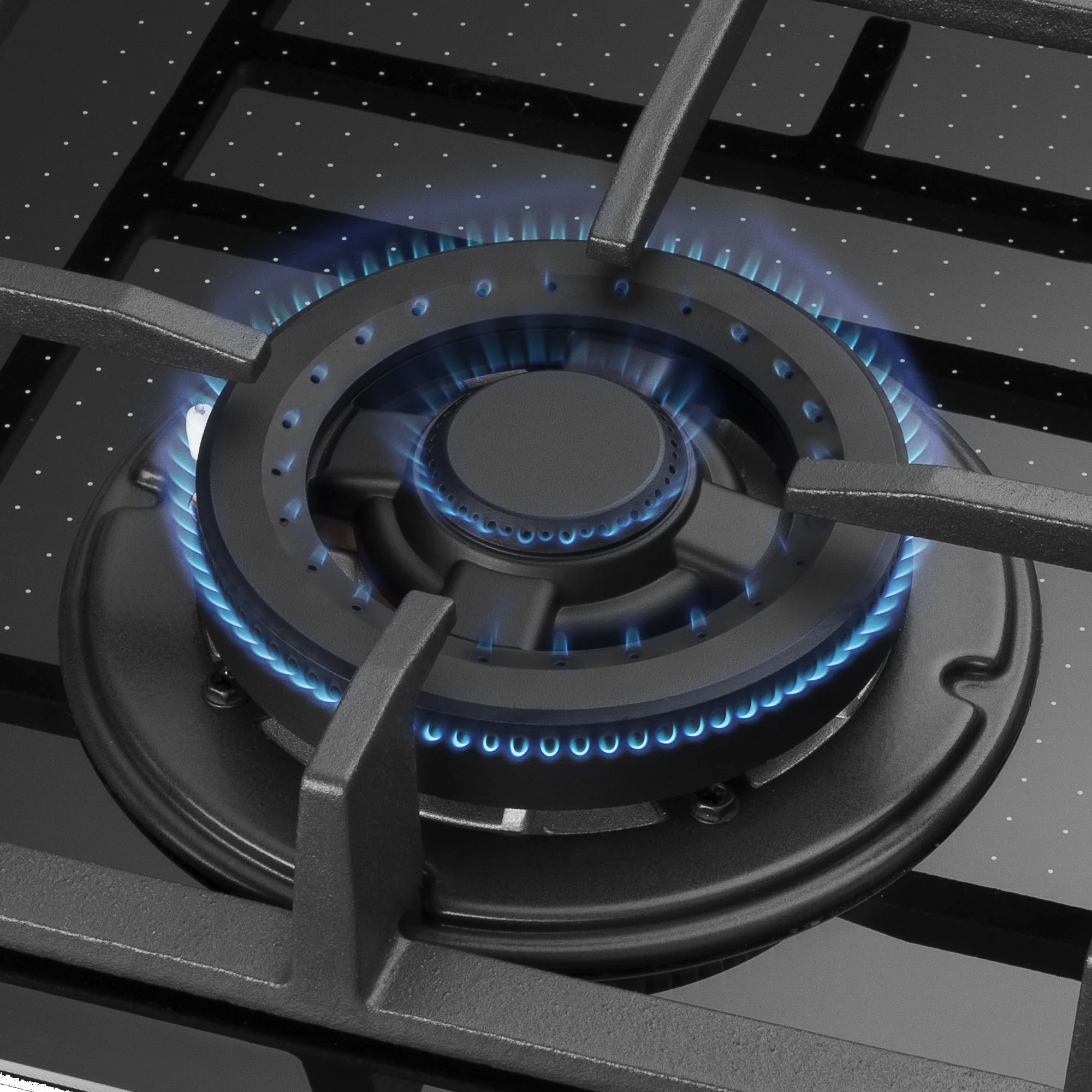 Kaff NVH 804 Built-in Hob |high-Efficiency Full Brass Burners | Tempered Glass with Unique Dotted Design