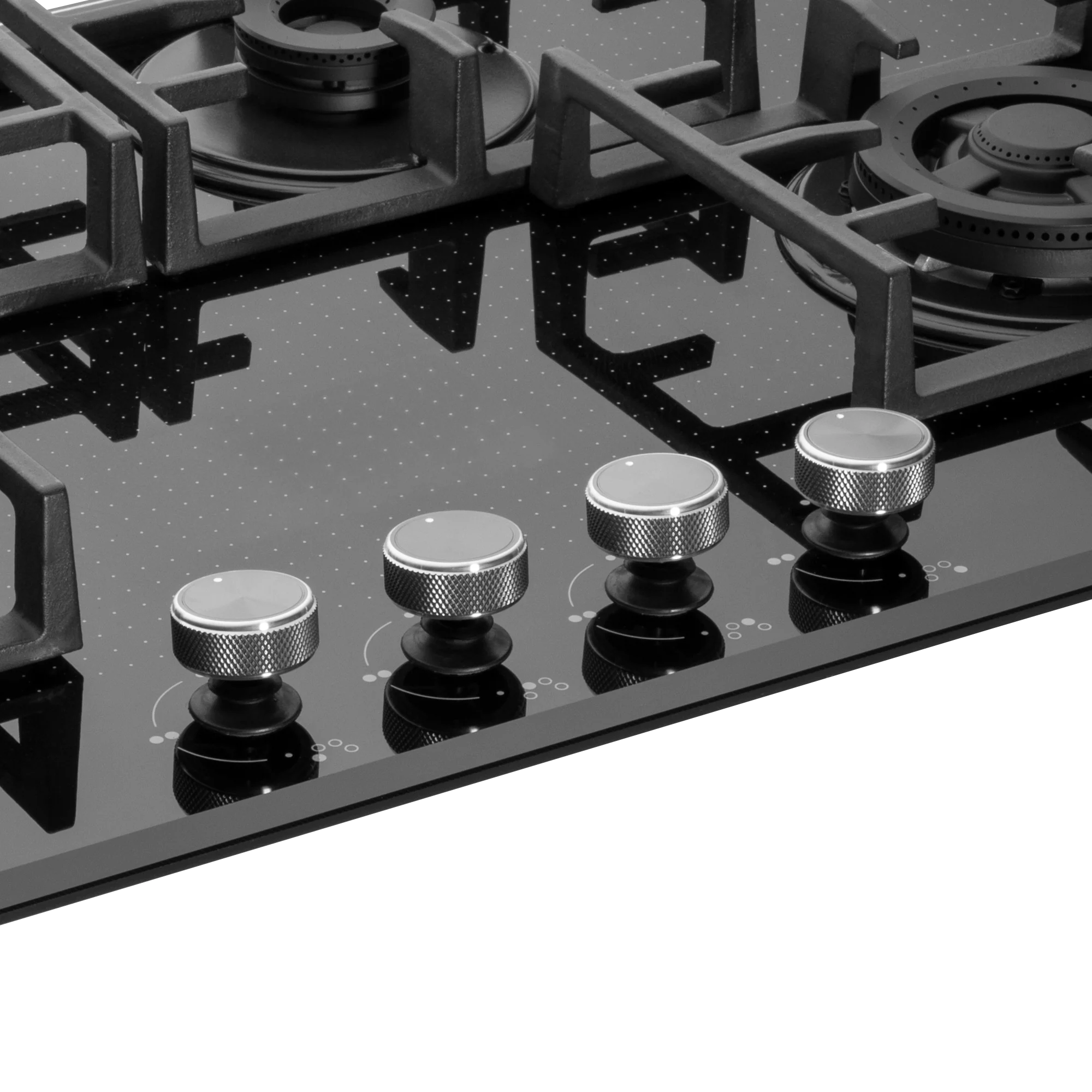 Kaff NVH 804 Built-in Hob |high-Efficiency Full Brass Burners | Tempered Glass with Unique Dotted Design