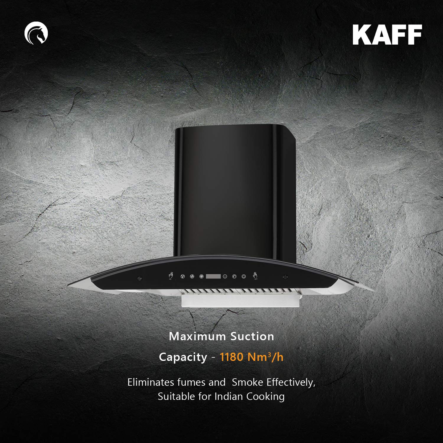 Kaff RIO LX BF DHC 90 Auto Clean Wall Mounted Chimney  (Black 1150 CMH)