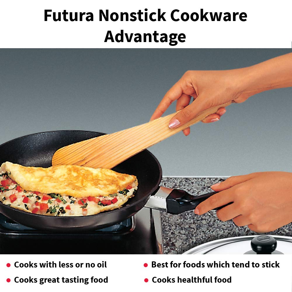 Hawkins Futura 28 cm Frying Pan, Non Stick Fry Pan with Stainless Steel Lid, Big Frying Pan, Black (NF28S)